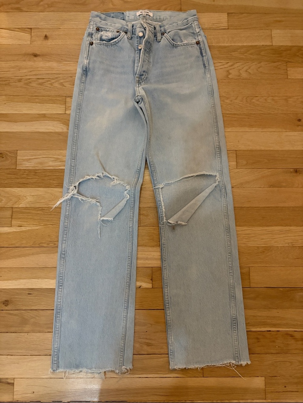 Re/Done Light Blue Distressed Boyfriend Jeans